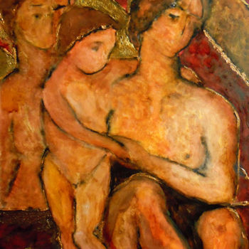 Malerei mit dem Titel "Maternità" von Cam Brivio, Original-Kunstwerk, Öl