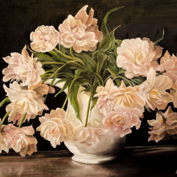 Painting titled "brocca con tulipani…" by Cam Brivio, Original Artwork, Oil