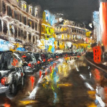 Painting titled "Street of London, l…" by Camilo Flores, Original Artwork, Oil