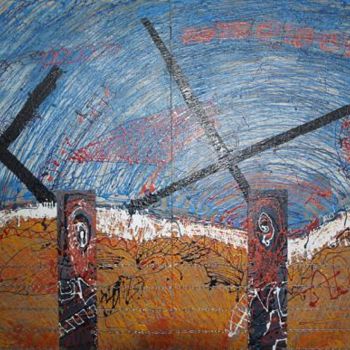 Peinture intitulée "Deux croix qui se c…" par Cams, Œuvre d'art originale