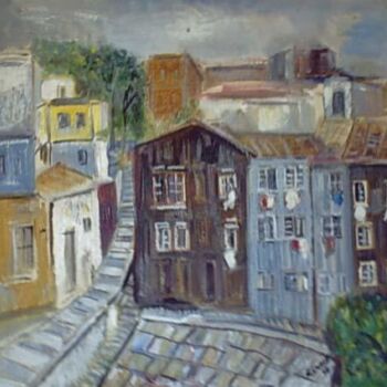 Malerei mit dem Titel "Valparaiso- Chile-…" von Camusartist, Original-Kunstwerk, Öl