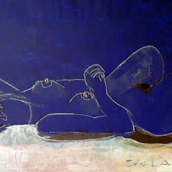 Painting titled "Blue Nude" by Camusartist, Original Artwork, Oil
