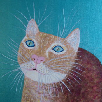 Pittura intitolato "Curious Cat" da Carla Dancey, Opera d'arte originale, Acrilico
