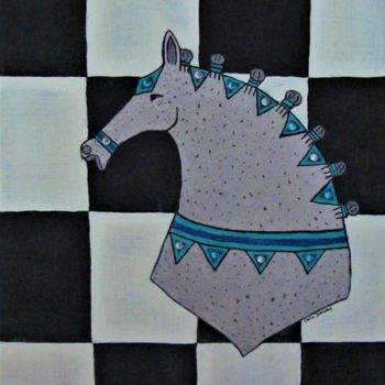 Peinture intitulée "Dancey Horse on Che…" par Carla Dancey, Œuvre d'art originale, Acrylique