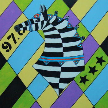 Pittura intitolato "Dancey Horse - Zebr…" da Carla Dancey, Opera d'arte originale, Acrilico