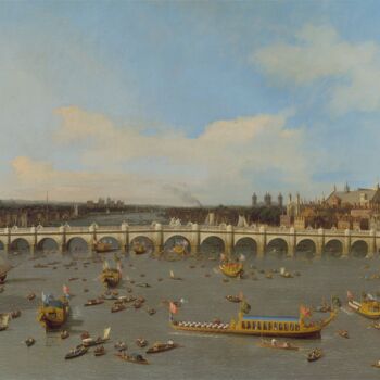 Painting titled "Westminster Bridge,…" by Canaletto, Original Artwork, Oil