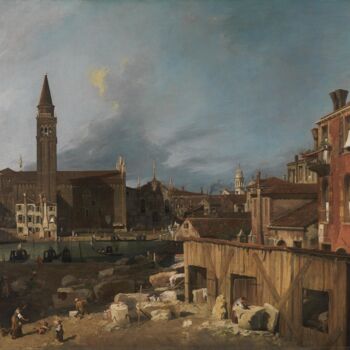 Painting titled "The Stonemason’s Ya…" by Canaletto, Original Artwork, Oil