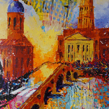 Painting titled "Toulouse Pont Neuf" by Jean-Michel Canal, Original Artwork, Acrylic