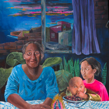 Pintura titulada ""Guadalupe"" por Candela Calvin, Obra de arte original, Acrílico