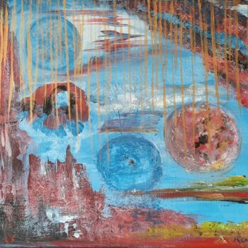 제목이 "UNIVERS"인 미술작품 Maryse Houppilliart로, 원작, 아크릴 나무 들것 프레임에 장착됨