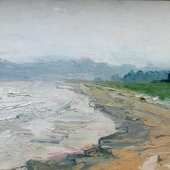 Ζωγραφική με τίτλο "Foggy Beach" από Candy Barr, Αυθεντικά έργα τέχνης