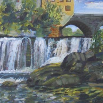 Painting titled "Frog Hollow Falls" by Candy Barr, Original Artwork, Oil