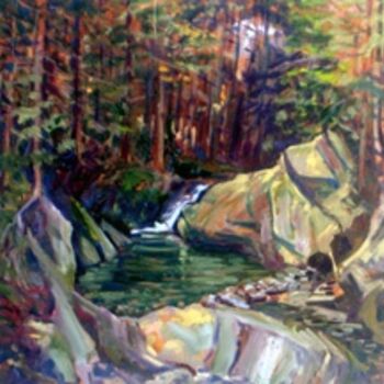 Painting titled "Waterfall Glen" by Candy Barr, Original Artwork
