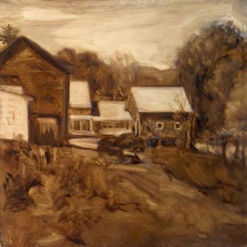 Painting titled "Temple Farm, Putney" by Candy Barr, Original Artwork, Oil