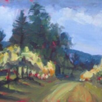 Painting titled "Mad River Vineyard" by Candy Barr, Original Artwork