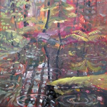 Painting titled "Vernal Pool in Woods" by Candy Barr, Original Artwork, Oil