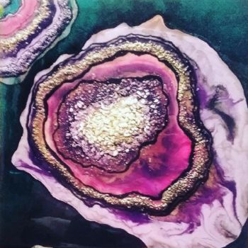 Painting titled "GEODE AMETHYST- 1" by Canip Safranbolulu, Original Artwork, Acrylic