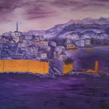 Painting titled "AMASRA  DİREKLİ  KA…" by Canip Safranbolulu, Original Artwork, Oil