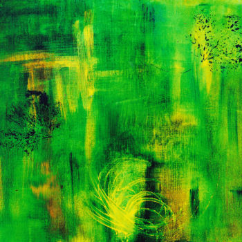 Peinture intitulée "glacis vert" par Nonna, Œuvre d'art originale, Huile