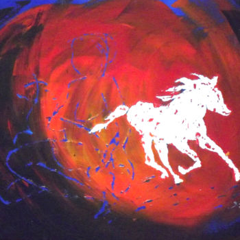 Painting titled "le cheval de feu" by Nonna, Original Artwork, Acrylic