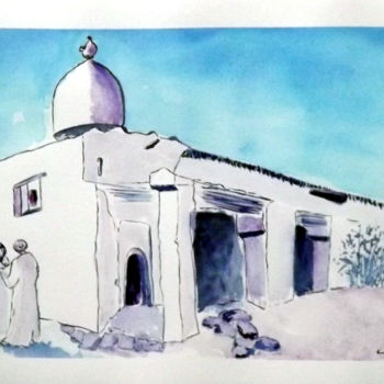 Painting titled "Marabout de Ouled" by Nonna, Original Artwork, Watercolor