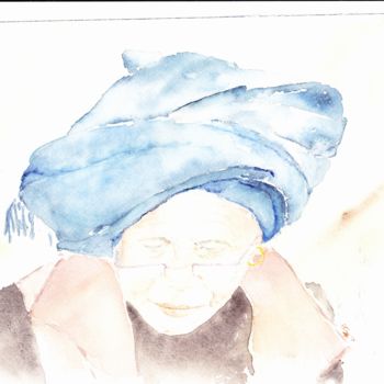 Pittura intitolato "la femme au turban…" da Nonna, Opera d'arte originale, Acquarello