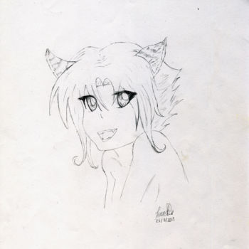 Drawing titled "Neko" by Cannelle Robert, Original Artwork, Other