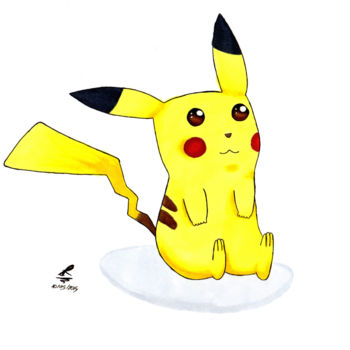 Desenho intitulada "Pikachu" por Cannelle Robert, Obras de arte originais, Marcador