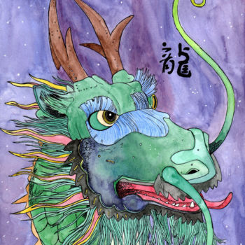 Рисунок под названием "Dragon chinois" - Cannelle Robert, Подлинное произведение искусства, Другой