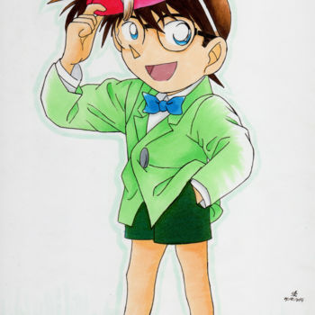 Drawing titled "Détective Conan" by Cannelle Robert, Original Artwork, Marker