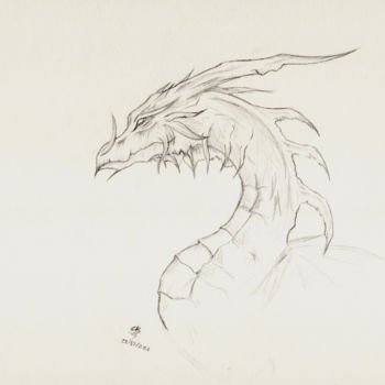 Drawing titled "Dragon" by Cannelle Robert, Original Artwork, Pencil