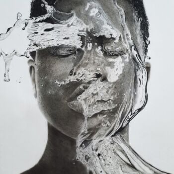 Dibujo titulada "Water dance" por Cansu Kam, Obra de arte original, Carbón