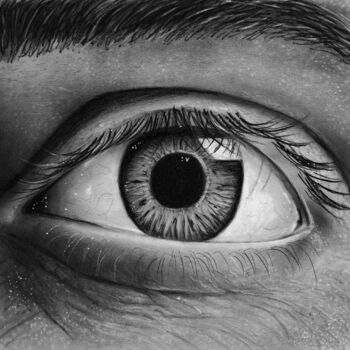Dibujo titulada "Göz" por Cansu Kam, Obra de arte original, Carbón