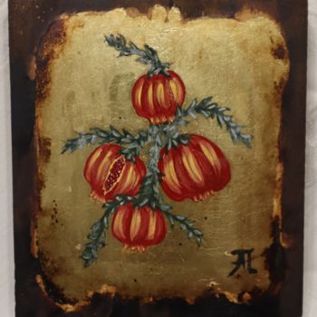 Malerei mit dem Titel "Pomegranates" von Anastasia Patouna, Original-Kunstwerk, Tempera