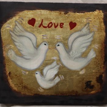 Картина под названием "Doves with love" - Anastasia Patouna, Подлинное произведение искусства, Темпера