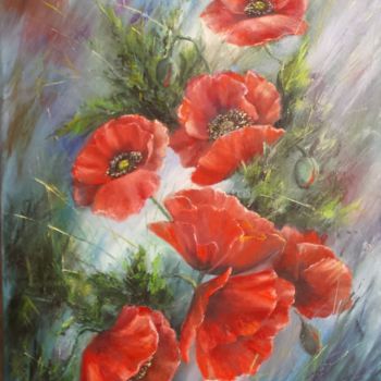 Painting titled "Poppy samba. Макова…" by Marina Garbuzova, Original Artwork, Oil