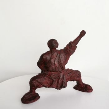 Sculpture titled "Moine Tibétain Kung…" by Martine Caoudal, Original Artwork, Clay