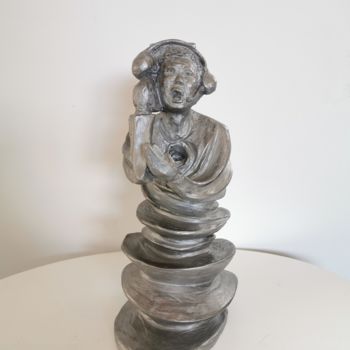 Sculpture titled "Tourbillon informat…" by Martine Caoudal, Original Artwork, Clay