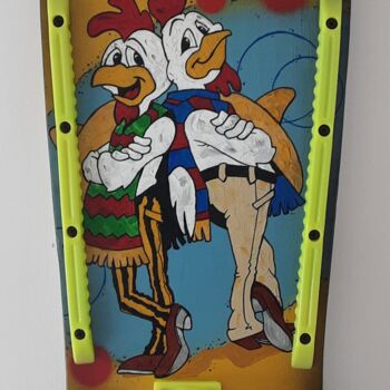 Pintura titulada "Los Pollos Skateboa…" por Captain Niglo, Obra de arte original, Acrílico