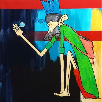 Painting titled "The World is Your 3…" by Captain Niglo, Original Artwork, Acrylic