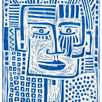 Druckgrafik mit dem Titel "Indigener Picasso" von Cara Cahusac, Original-Kunstwerk, Linoldrucke