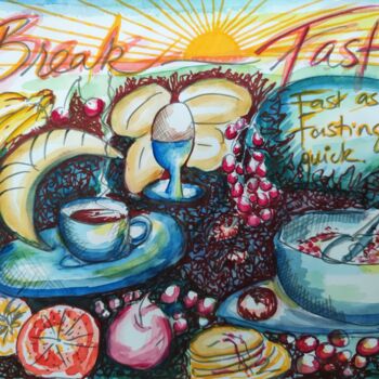 Painting titled "Breakfast" by Cara Cahusac, Original Artwork, Watercolor