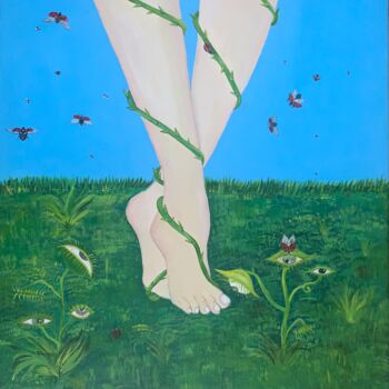 Peinture intitulée "Jardin voyeur" par Cara Keya, Œuvre d'art originale, Acrylique