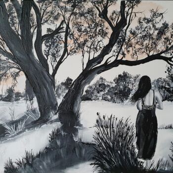 Painting titled "Enjoy the silence" by Cara India, Original Artwork, Acrylic Mounted on Wood Stretcher frame