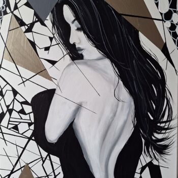 Painting titled "Vague à l'âme..." by Cara India, Original Artwork, Acrylic Mounted on Wood Stretcher frame