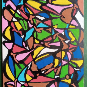 Painting titled "Lucidez 1" by Carbono, Original Artwork, Acrylic Mounted on Wood Panel