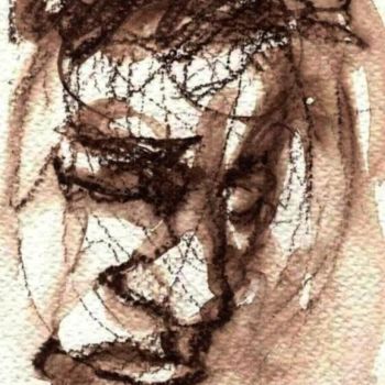 Рисунок под названием "volti umani 5" - Andrea Cardia, Подлинное произведение искусства