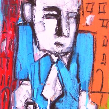 Painting titled "omo-valigetta-e-pis…" by Andrea Cardia, Original Artwork