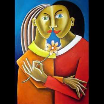 Peinture intitulée "le Couple" par Stephane Carel, Œuvre d'art originale, Huile