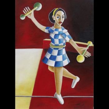 Painting titled "l'Equilibriste" by Stephane Carel, Original Artwork, Oil